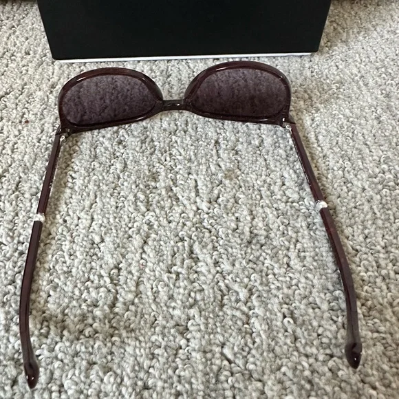 CHANEL Burgundy Acetate Butterfly Pearl Sunglasses 5394-H - Picture 6 of 11